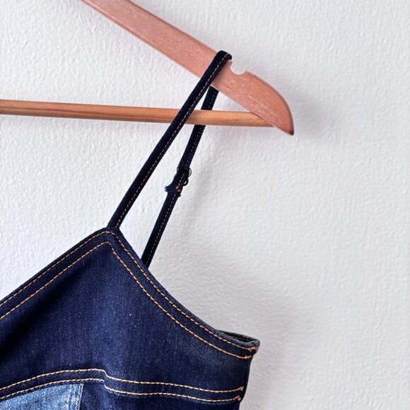 Current Elliott The Jacqueline Two-Toned Paneled Denim Midi Dress - Picture 6 of 11